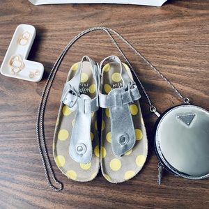 Mini Boden Metallic Silver Sandals